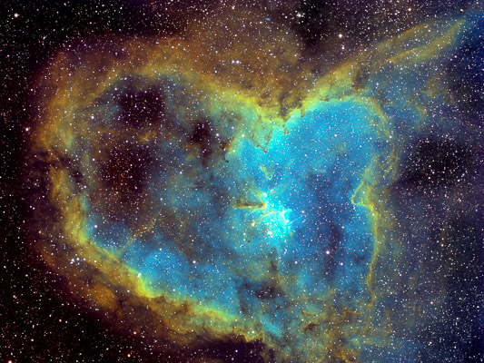 la nébuleuse du Cœur, est une nébuleuse en émission 
située à environ 7,500 années-lumière dans la constellation de Cassiopée. 
Elle couvre un champ d'environ 60 minutes d'arc, 
ce qui correspond approximativement à 200 années-lumière.